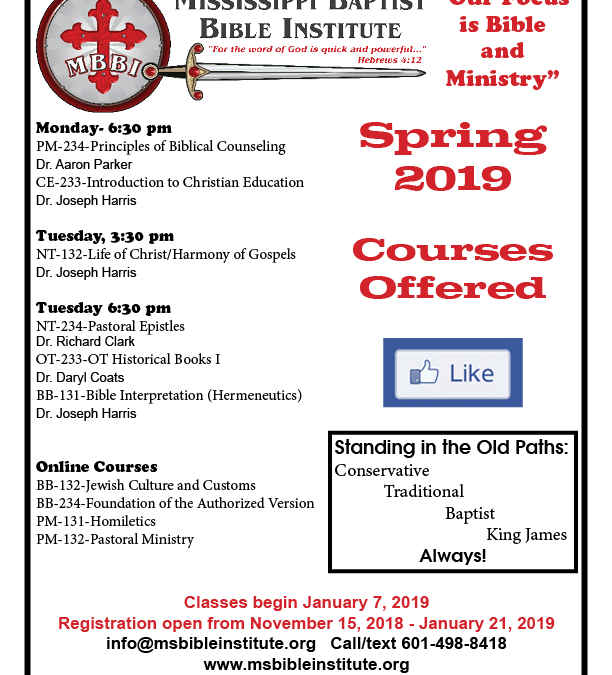 Spring 2019 Class Schedule