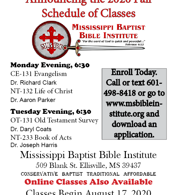 Fall Semester Begins August 17, 2020